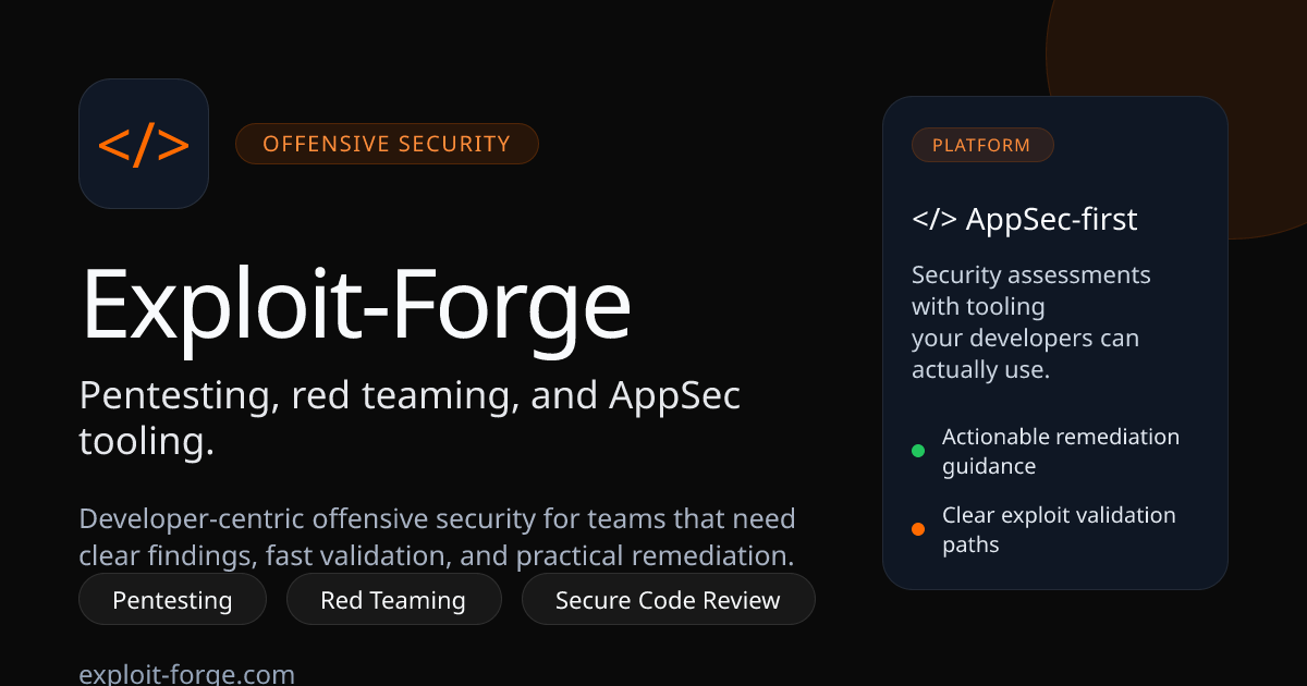 Offensive Security Services and AppSec Tooling — Exploit‑Forge