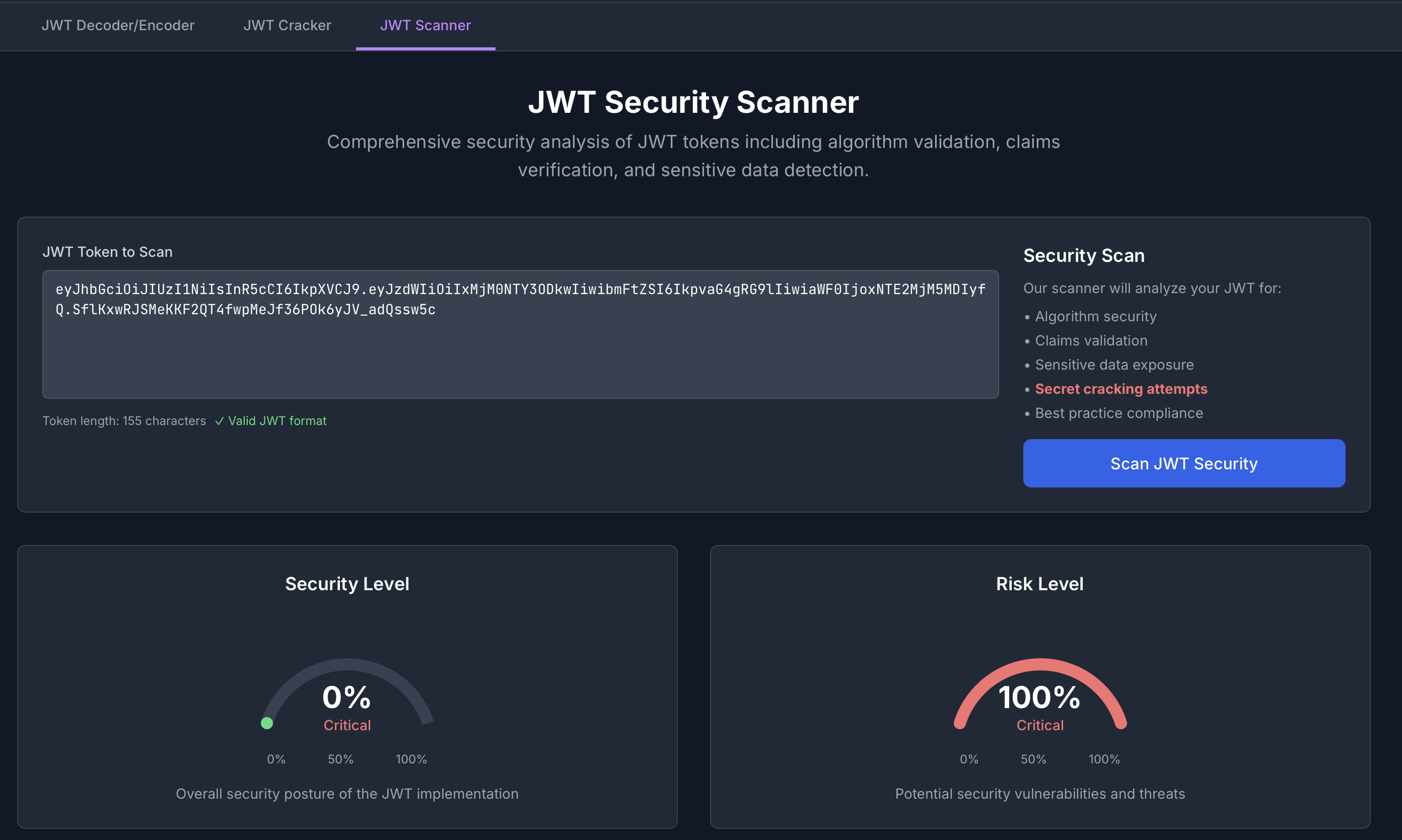 JWT Security Checker screenshot