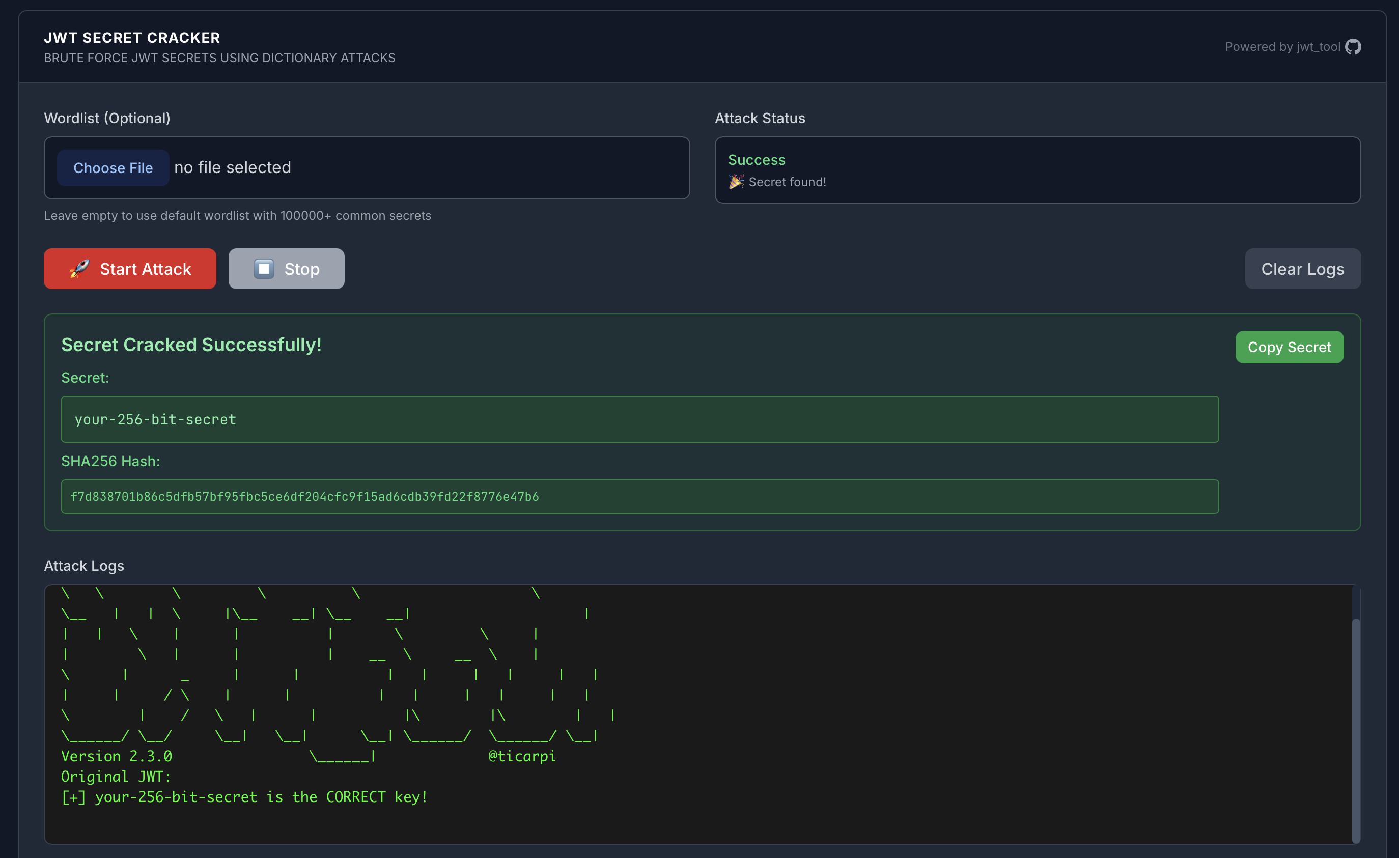 JWT Security Checker screenshot